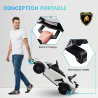 HOMCOM Voiture électrique pour enfants licence Lamborghini Aventador SVJ 12V avec portes papillon télécommande 3-5 KM/H blanc(m-5)