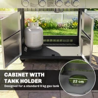 Outsunny 4+1 Burner Gas BBQ Grill, Portable Gas Barbecue Grill with Side Burner, Warming Rack, Side Shelf, Storage Cabinet(m-7)