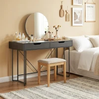 HOMCOM Pequeño escritorio para ordenador con 2 cajones, escritorio con gran superficie de trabajo 120 x 60 x 77 cm Negro(m-5)