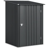 Outsunny Casinha de Jardim Porta-Ferramentas em Aço Galvanizado com Porta, 100x104x160 cm, Cinza Escuro(m-1)