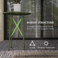 Outsunny Kleine ronde bijzettafel, tuintafel met bloem- en bladpatroon, van staal, Ø 40 x 50 cm, groen(m-5)