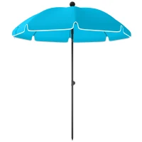 Outsunny Strandscherm Ø150 cm waterafstotend opvouwbare parasol met zandanker verstelbare kanteling draagtas Blauw(m-10)