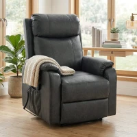 HOMCOM Relax- en opsta-stoel voor senioren, elektrische liftstoel van kunstleer met dubbele motor, pocketveren, zwart(m-10)