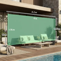 Outsunny Tenda Laterale Retrattile Impermeabile e UV 50+, in Alluminio, Acciaio e Poliestere, 420x185 cm, Grigio Scuro(m-3)