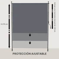 Outsunny Toldo Vertical Exterior 200x305 cm Pantalla de Privacidad Enrollable Ajustable con Manivela Protección UV 40+ Gris(m-5)