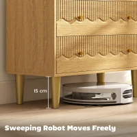 HOMCOM Dresser for Bedroom 3 Drawer Chest of Drawers with Steel Frame for Living Room in Oak(m-6)