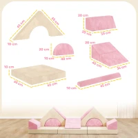 AIYAPLAY Kids Play Sofa, 12 Pieces Foam Modular Soft Play Set for Playroom, Children Convertible Sofa for Boys and Girls, Pink(m-3)