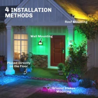 Outsunny 32W LED Floodlights, Linkable 4-Pack Landscape Lighting with Remote Control, RGB Colour Changing, UK Plug, Black(m-8)