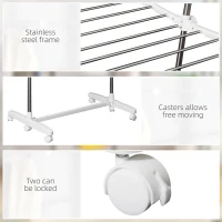 HOMCOM 2 Tier Clothes Hanger Stand W/Wheels(m-6)