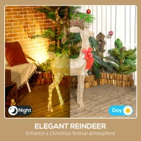 Outsunny Decorațiune de Crăciun pentru Exterior în Formă de Ren cu 137 de Lumini LED pentru Casă și Grădină, Culoare Aurie(m-4)