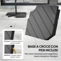 Outsunny Ombrellone a Sbalzo con Base a Croce, in Metallo e Poliestere, 302x295x242 cm, Grigio Scuro(m-4)