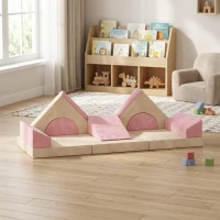 AIYAPLAY Kids Play Sofa, 12 Pieces Foam Modular Soft Play Set for Playroom, Children Convertible Sofa for Boys and Girls, Pink(m-9)