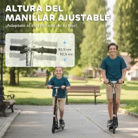 HOMCOM Patinete Eléctrico para Niños de +7 Años Scooter Plegable con Altura Ajustable Batería Recargable 24V Velocidad hasta 12 km/h y Freno Carga 50 kg 74x36x69-91 cm Negro(m-8)