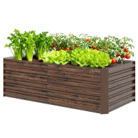 Outsunny Canteiro Elevado para Horta com Fundo Aberto e Bordas Arredondadas, 180x90x57.5 cm, Marrom Escuro(m-7)