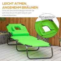 Outsunny Sonnenliege mit Gesichtsloch & Kissen, klappbar, wasserabweisender Bezug, Metallrahmen, Grün(m-7)