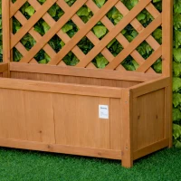 Outsunny 53L Garden Wooden Planter Box with Trellis Free Standing Flower Raised Bed with Lattice for Climbing Plants, 76cm x 36cm x 170cm, Brown(m-9)