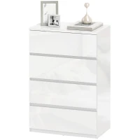 HOMCOM High Gloss Chest of Drawers, 4-Drawer Storage Cabinets, Modern Dresser for Bedroom, White(m-11)