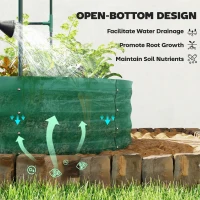 Outsunny Galvanised Raised Garden Bed with Arched Trellis, 5 x 3 x 6ft Metal Raised Bed for Garden with Open Bottom, Green(m-9)