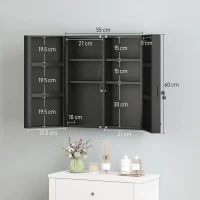 kleankin Medicine cabinet, lockable medicine cabinet with 2 doors and 6 shelves, Black(m-3)