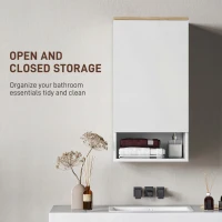 HOMCOM Szafka wisząca z drzwiami, regulowane półki, otwarta półka(m-4)