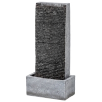 Outsunny Fuente de 2 niveles, fuente de jardín con iluminación LED, bomba, aspecto granito 37,5 x 22 x 80 cm