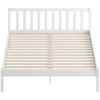 HOMCOM Estructura de cama de madera maciza 140x190 cm cama individual con cabecero y somier de lamas sólido para niños y adultos(m-8)