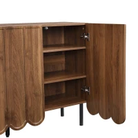 Credenza moderna con 9 ante ondulate, in MDF, 120x35x80 cm, Marrone(m-8)