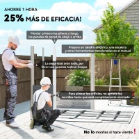 Outsunny Cobertizo de Jardín Exterior 4,4 m² 240x206x198 cm con Base Puerta Corredera y Cerradura 4 Ventanas para Patio Gris(m-4)