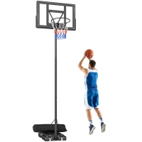 SPORTNOW Basketballkorb Outdoor 135-305cm schnell Höhenverstellbar Basketballständer mit 110x70cm bruchsichere Rückwand 2 Rädern(m-11)