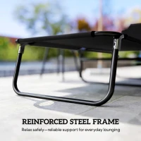 Outsunny Foldable Sun Lounger with 5-Position Adjustable Backrest, Outdoor Portable Recliner Chaise Lounge Chair with Breathable Mesh Fabric, Black(m-7)