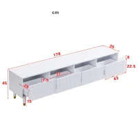 Set 2 mobili contenitore a LED con 4 ante e 2 cassetti, 178x35x45 e 110x50x40 cm, Bianco(m-3)