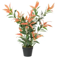 HOMCOM Photinia artificial 90 cm, planta artificial con 300 hojas, ramas ajustables, 45 x 45 x 90 cm, Rojo+Verde(m-1)
