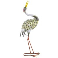 Outsunny Estatuas de Jardín, Escultura de Garza en Metal, Estatuas de Aves 71 cm, para Patio, Estanque, Terraza, Verde(m-7)