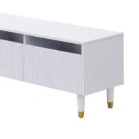 Set 2 mobili contenitore a LED con 4 ante e 2 cassetti, 178x35x45 e 110x50x40 cm, Bianco(m-8)