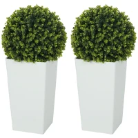 HOMCOM Set de 2 bolas de eucalipto artificiales de 65 cm planta artificial con protección UV, 330 hojas en maceta, verde(m-7)