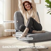 HOMCOM Sillón de acento giratorio, butaca de lectura acolchada con chenilla, asiento amplio, cojín con muelles y patas metálicas, Gris claro(m-4)