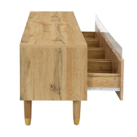 Meuble TV avec 4 tiroirs, en MDF et acrylique, 178x35x45 cm, Couleur naturelle(m-11)