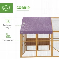 PawHut Galinheiro em madeira com área livre, fecho de segurança, porta, 4 caixas de ninho, para 8-12 galinhas, aprox. 2,8 x 1,8 x 1,9 m, Amarelo(m-9)