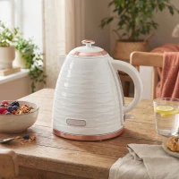 HOMCOM Hervidor eléctrico, 1,7 L, 2,2 kW, Función de hervido rápido con filtro anti-cal extraíble y lavable(m-2)