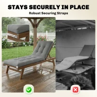 Outsunny Palletkussen Afneembaar Zitkussen met Bevestigingsriemen Palletkussen voor de meeste Ligstoelen 198x65x13cm Lichtgrijs(m-7)