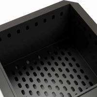 Outsunny Smokeless Fire Pit, 48 cm Portable Wood Burning Firepit, Square Metal Bonfire Stove with Poker, Black(m-8)