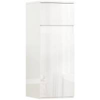HOMCOM Mueble de Baño Suspendido con Cajón, Puerta Lacada y Estante de Vidrio Ajustable, Blanco
