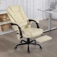 Vinsetto Sillón de oficina con masaje, silla de oficina con altura regulable, respaldo reclinable y mando por cable, beige(m-5)