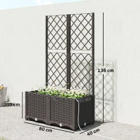 Outsunny Set de 2 enrejados con jardinera, jardinera con orificio de drenaje, sistema de riego con temporizador, 80 x 40 x 136 cm, Marrón(m-3)