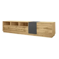 Meuble TV en couleurs contrastées, 200x45x45 cm, Couleur naturelle+Gris(m-10)