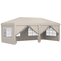 Outsunny Carpa de jardín exterior 6x3m carpa plegable con paneles anti-UV Altura ajustable con Bolsa de transporte beige