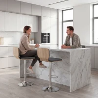 HOMCOM Lote de 2 taburetes de bar sillas de bar regulable en altura respaldo reposapiés giratorio 360° 41x47,5x81-102cm gris(m-4)