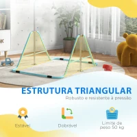 HOMCOM Barra de Ginástica para Crianças Dobrável com Altura Ajustável para Treino em Casa 154x106,2x88,5-128,5 cm Azul Celeste(m-7)