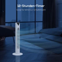 HOMCOM 70° oscillerende torenventilator met afstandsbediening 4 modi 3 snelheden timer 31,5 x 31,5 x 96 cm Wit(m-7)