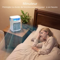 HOMCOM Ventilador de mesa com luz RGB, ventilador de escritório com cabeça orientável, 3 velocidades, reservatório de água, branco(m-4)